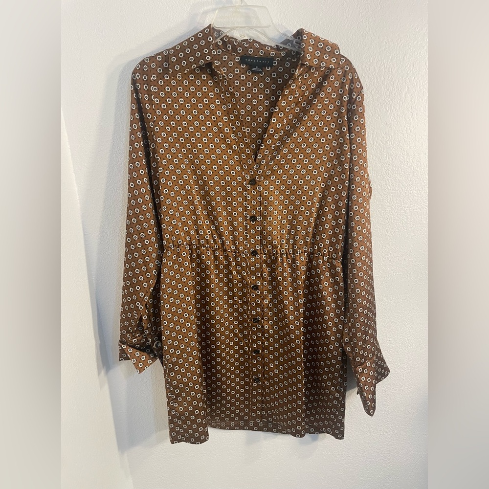 Sanctuary modern satin shirt dress in Brown, Size M